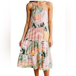SHOP THE MINT Love Follows Sage One Shoulder Midi Dress Pastels Sz Medium